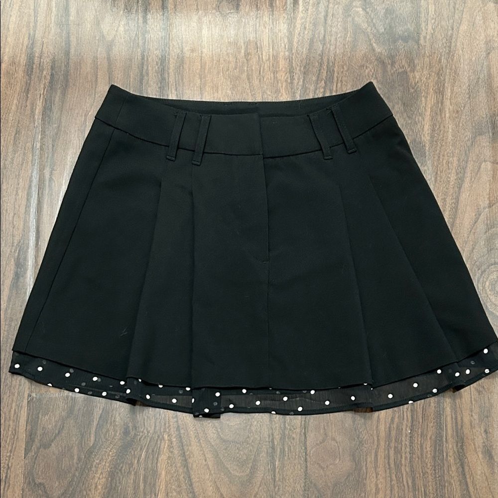 H&M Black Mini Skirt with Polka Dot Hem